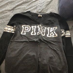 VS pink long sleeve tee with sequins